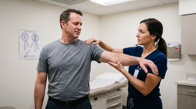 Rotator Cuff Injury Patient Undergoing Shoulder Examination
