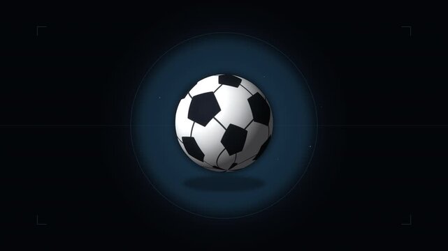 soccer ball motion graphic isolated on dark background, sport game footage