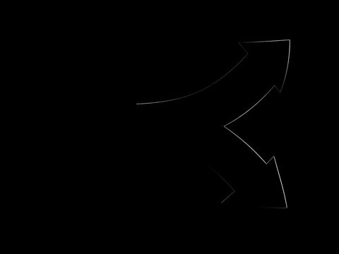 A three-way arrow splits into a right and downward path in a black vector illustration design, vector, ||black