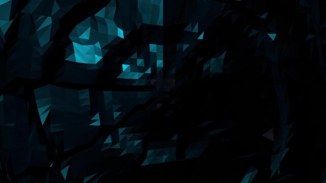 Abstract polygonal background with dark blue geometric shapes moving in loop