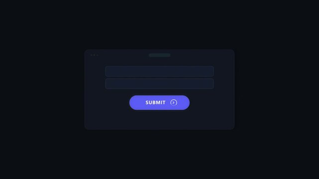 Login form animation with glowing submit button, digital interface, pixel art style, dark mode login screen