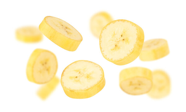 Falling Banana Slices cutout, full depth of field.