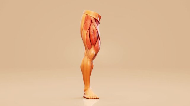Conceptual 3D animation of quadriceps muscle anatomy during walking