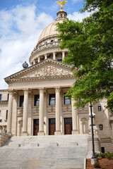 Mississippi State Capitol Building Entrance Facade with Columns Jackson © Moiseii Production