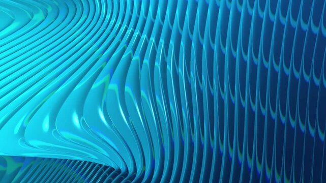 Abstract blue curved lines motion background with modern 3D wave animation