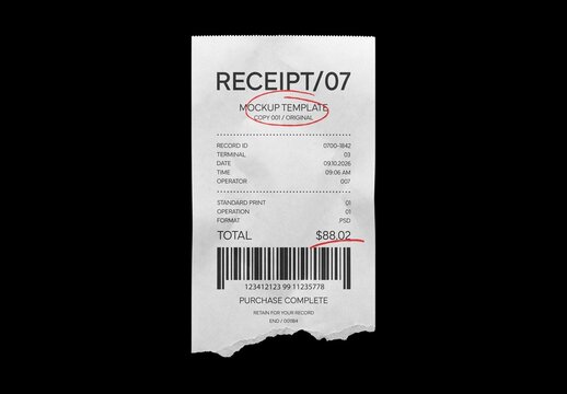 Double Torn Receipt Mockup For Branding And Merchandise Design