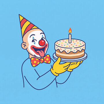 Funny cartoon clown birthday cake