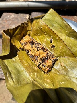 Traditional Javanese botok sarang lebah steamed dish with honeycomb