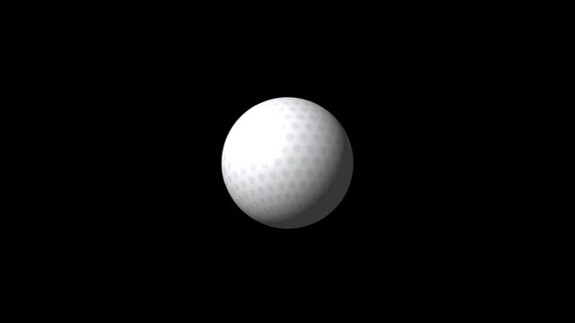 Isolated golf ball rotating in darkness with dramatic lighting, sport equipment, studio shot