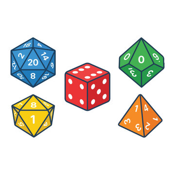 Colorful polyhedral dice set for tabletop rpg board games with d20 d10 d8 d6 d4