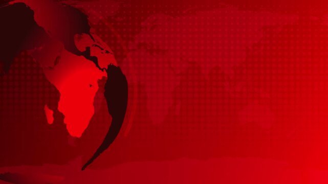 Rotating globe and world map animation with news live streaming graphic overlay.