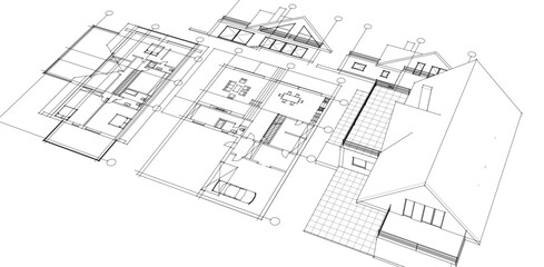 Fototapeta premium house traditional architecture plan 3d illustration 