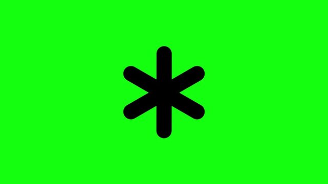 Asterisk symbol animation, hand-drawn star-like lines; suitable for emphasis or annotations, software icons, green background, 4K video.