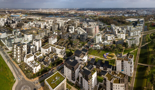 FRANCE, GIRONDE 33 BORDEAUX, ECO-DISTRICT GINKO IN THE QUARTIER DE BORDEAUX LAC, AERIAL VIEW