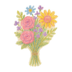 Obraz premium PNG Colorful hand-drawn floral bouquet