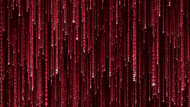 Red Binary Matrix Code Falling Digital Rain Background