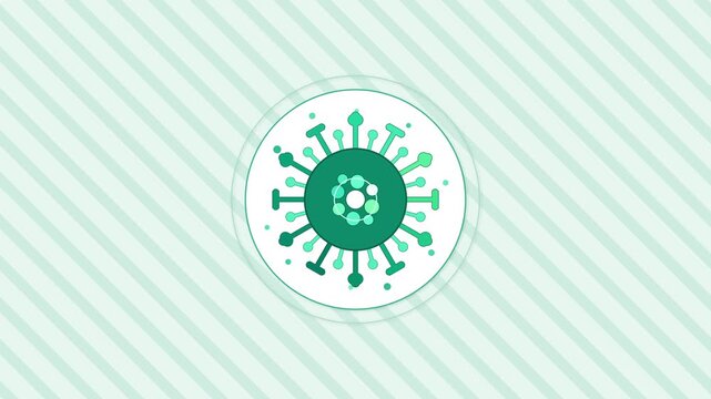 animated coronavirus icon in green, a pandemic symbol and health threat, representing contagion and disease outbreak