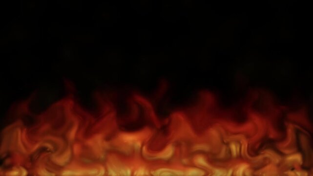 A dynamic inferno with red and orange flames dancing at the bottom of a dark background with alpha matte for versatile compositing.