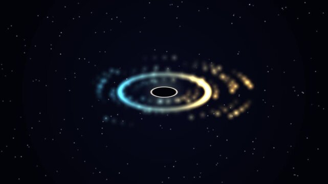 Animated cosmic vortex with glowing rings in space scene