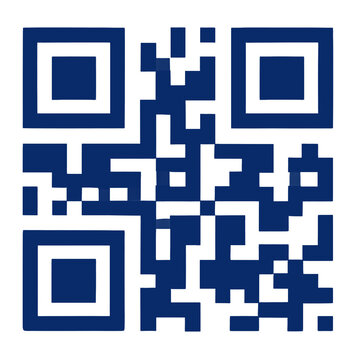 Dark blue quick response code on a white background