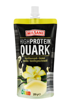Milsani High Protein Quark Vanille 200 g Hintergrund transparent PNG cut out