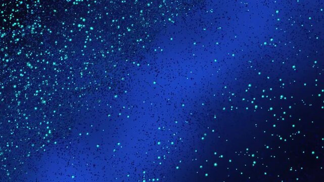 Glowing bioluminescent plankton particles moving in blue water animation background