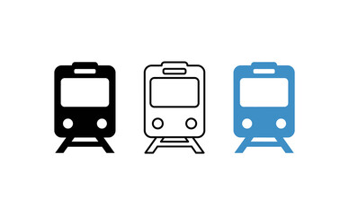 train icon set in three styles, public transit symbol collection, subway and railway vector graphic for maps and UI design © haseeb