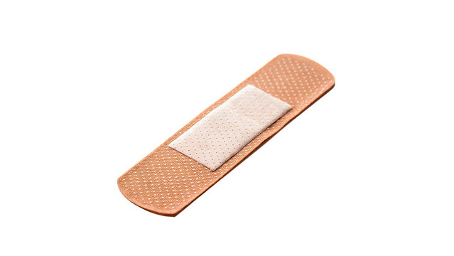 Single adhesive medical plaster bandage tape on transparent background