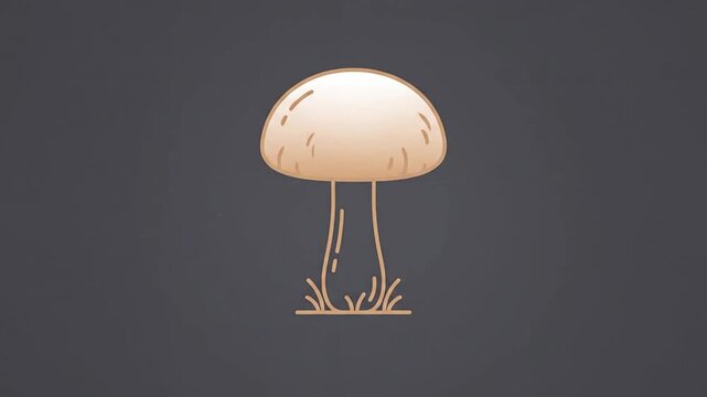 Minimalist animation of a glowing brown mushroom pulsing on dark background