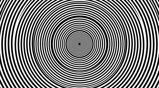 Abstract Hypnotic Black and White Concentric Circle Tunnel Pattern