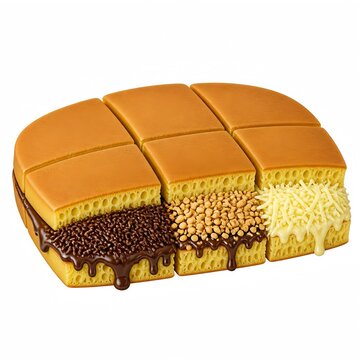 martabak with chocolate, peanut topping, and cheese 