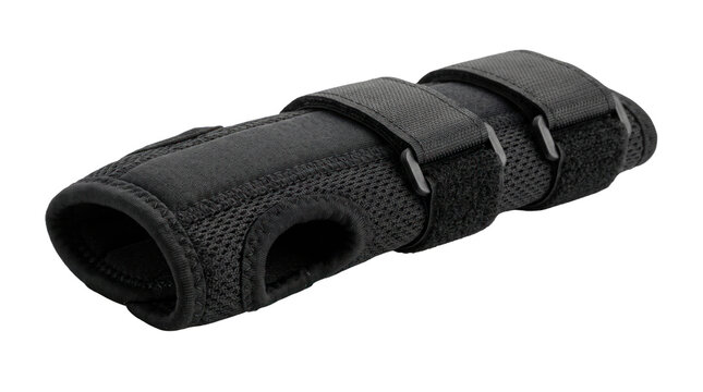 Black orthopedic wrist brace for carpal tunnel relief, medical hand splint with adjustable straps, compression support for injury recovery