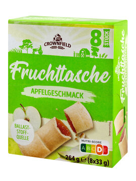 8 Fruchttaschen mit Apfelgeschmack von Crownfield  Hintergrund transparent PNG cut out