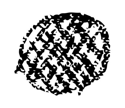 Black crayon wax speech bubble with rough scribble texture in playful hand drawn style isolated on background. Abstract communication symbol perfect for comic design, chat concepts, messaging themes