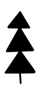 Hand drawn doodle Christmas tree icons, black on white background. Perfect for holiday cards, winter design, stickers, and festive decorations.