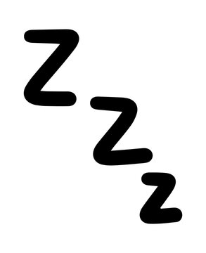 Hand drawn doodle zzz cartoon illustration in black on white background. Perfect for sleep, relaxation, bedtime, kids design, and digital projects.