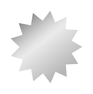 Set of shiny silver sunburst badges in round shape with metallic gradient isolated on white background perfect for awards and certificate designs.