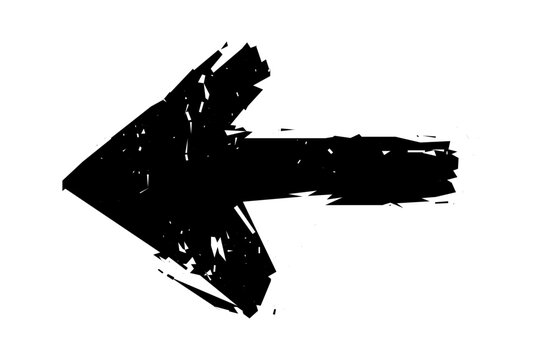 Black grunge arrows with brush stroke texture isolated on white background perfect for artistic design elements direction icons and creative web graphics.