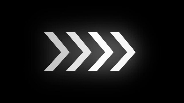 Arrow sign. swipe icon video animation.Right-directional arrow loop animation. Animated arrows for the overlay video layer. Fast forward sign moving right to left a arrow icon.4k animation.
