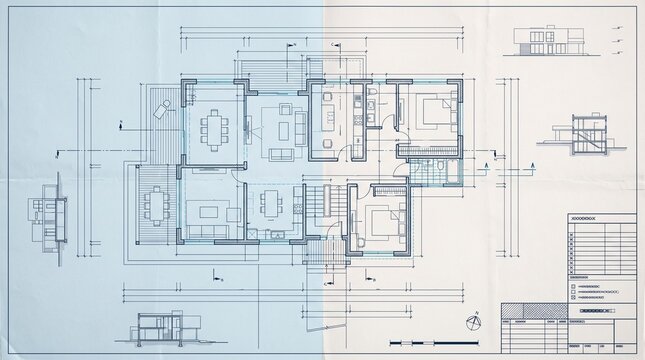 Architectural floor plan drawing of a modern house interior design layout