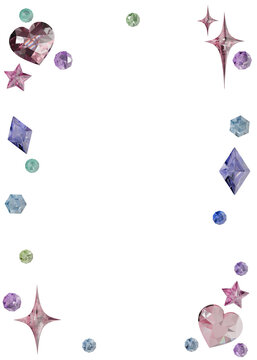 Bedazzled Glitter Photo Frame, Sparkling Gemstones 3D Render Elements