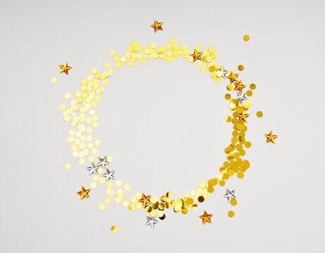 Gold star confetti background, glitter celebration pattern