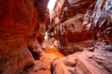Picturesque rocks in Khazali Canyon Jordan. Amazing rock formations, Middle East.