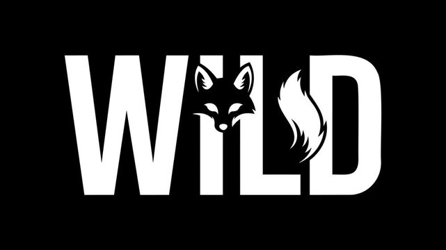 A stylized fox peeks up from behind the WILD text, pauses, blinks, and settles into place, creating a playful wildlife logo animation for branding, intros, kids content, and education.
