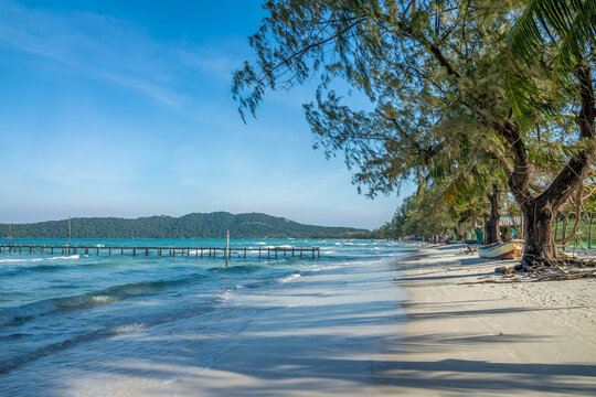 Beach of Saracen Bay on the island of Koh Rong Samloem near Sihanoukville, Cambodia landscape