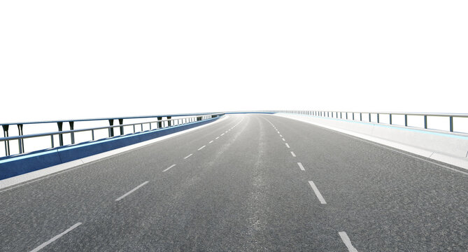 3d rendering of empty highway bridge overpass with transparent background