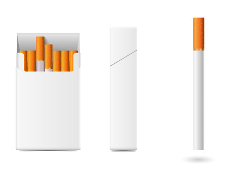 Cigarette pack and single cigarette transparent background