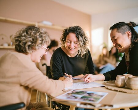 Two people signing a paper agreement with a pen at a round table in a warm office, natural and grounded for foundations and CSR teams