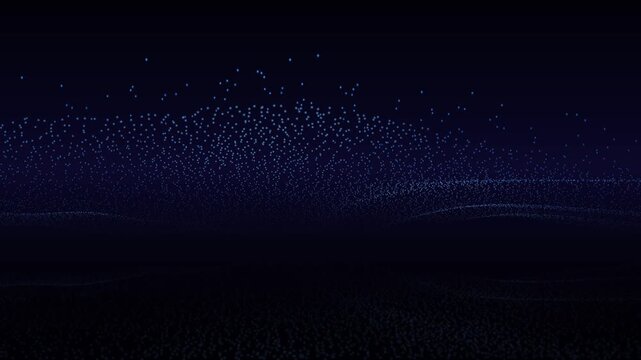 Glowing blue digital particle wave background motion animation loop