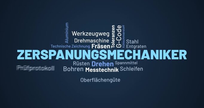Zerspanungsmechaniker Beruf Metallbearbeitung CNC Fertigung Wortwolke